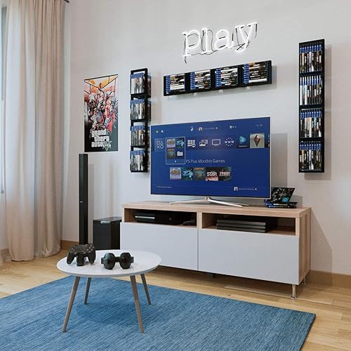 Miniatura 7 de You Have Space Estante de almacenamiento de 34 pulgadas para montaje en pared, organizador de CD y DVD, estante flotante de metal, juego de 2