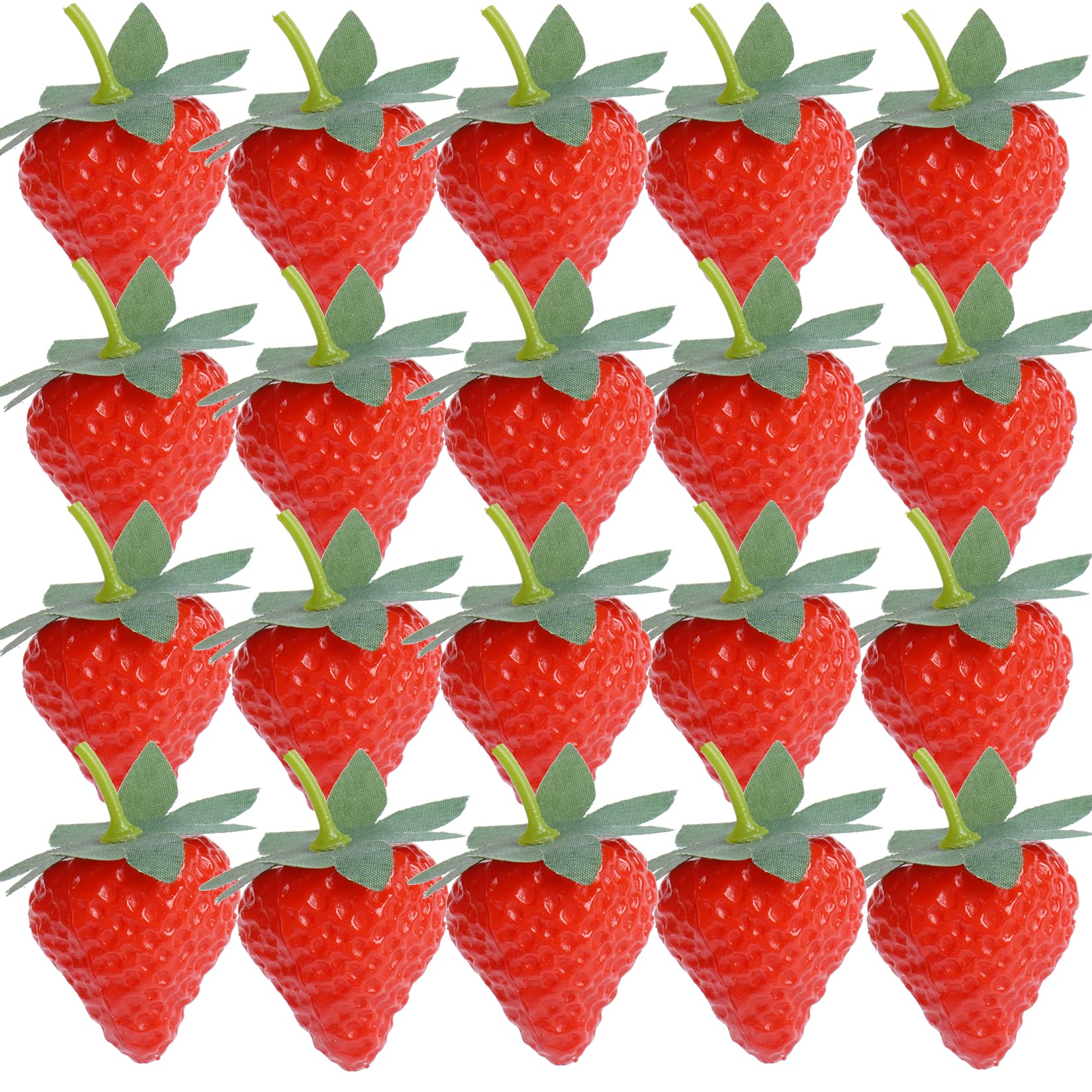 Notakia 20Pcs Fake Strawberry Decor Plastic Lifelike Fake Strawberries Faux Fruit Party Decoration Artificial Fruits Photography Prop for Home Kitchen Decoration