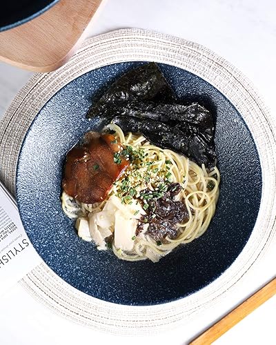 Miniatura 6 de Kanwone Juego de cuencos de cerámica japoneses para ramen, cuencos de sopa  60 onzas, con cucharas y palillos a juego para fideos asiáticos Udon