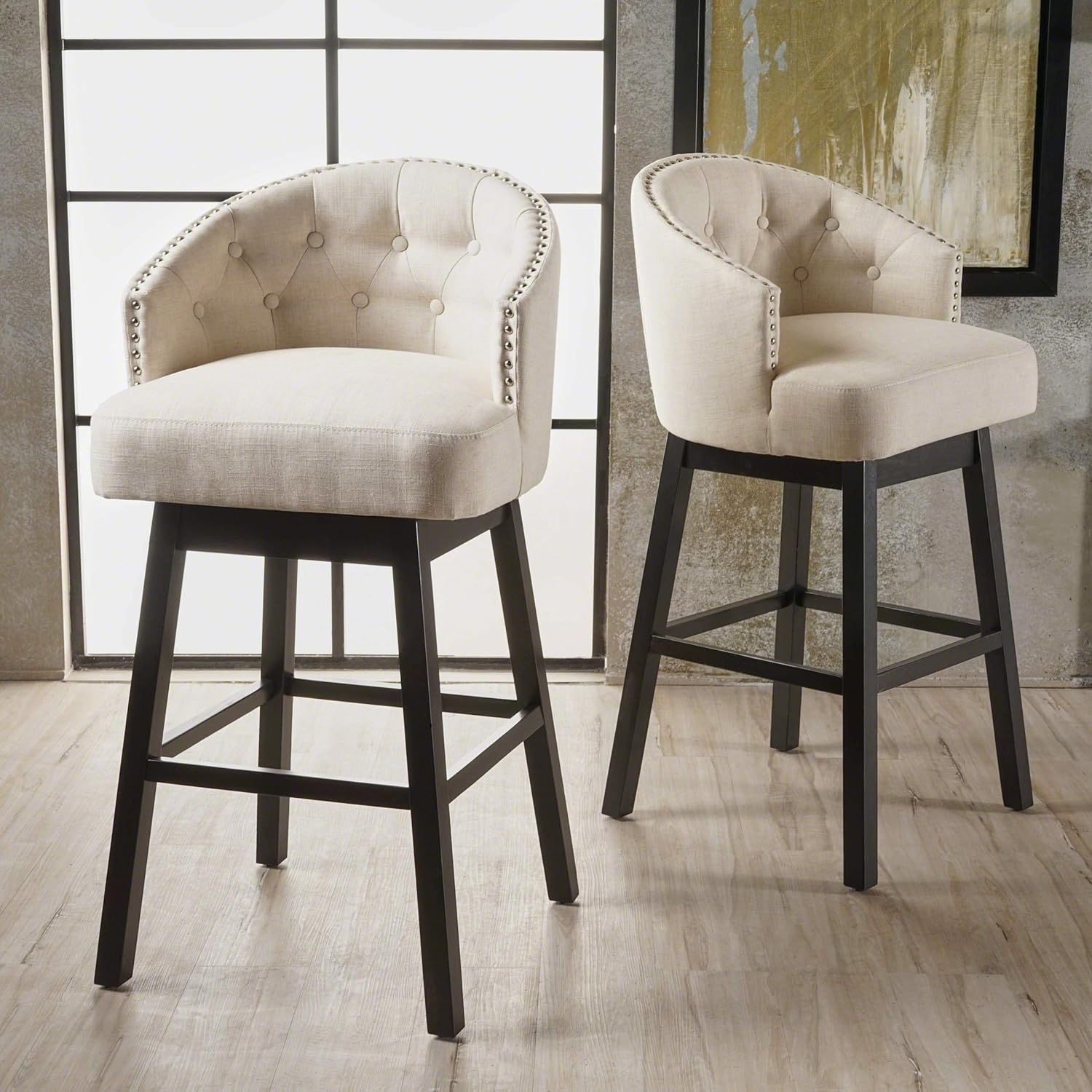Christopher Knight Home 295977 Ogden Barstool, 2-Pcs Set, Beige: Furniture & Decor