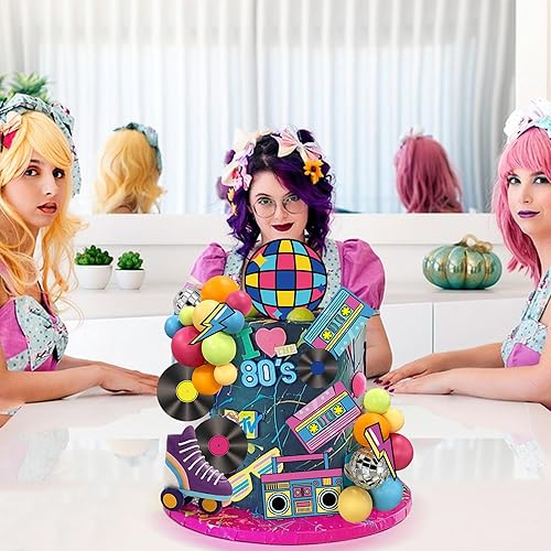 Miniatura 6 de 30 adornos para tartas de los años 80 y 90, decoraciones retro de hip hop, decoraciones de pasteles de bolas pastel para niños o niñas, 80 y 90,