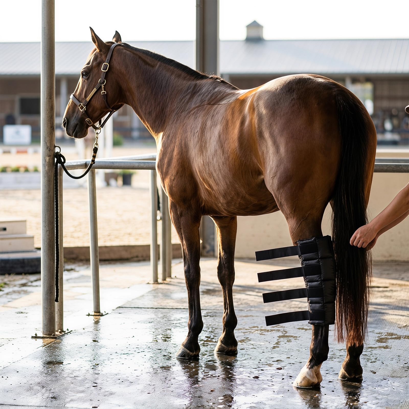 Horse Front Leg Wraps with Reusable Ice Packs Scratch-resistant Cooling Horse Leg Boots for Equestrian Training And Injury Comfortable Support for Post-workout Swelling