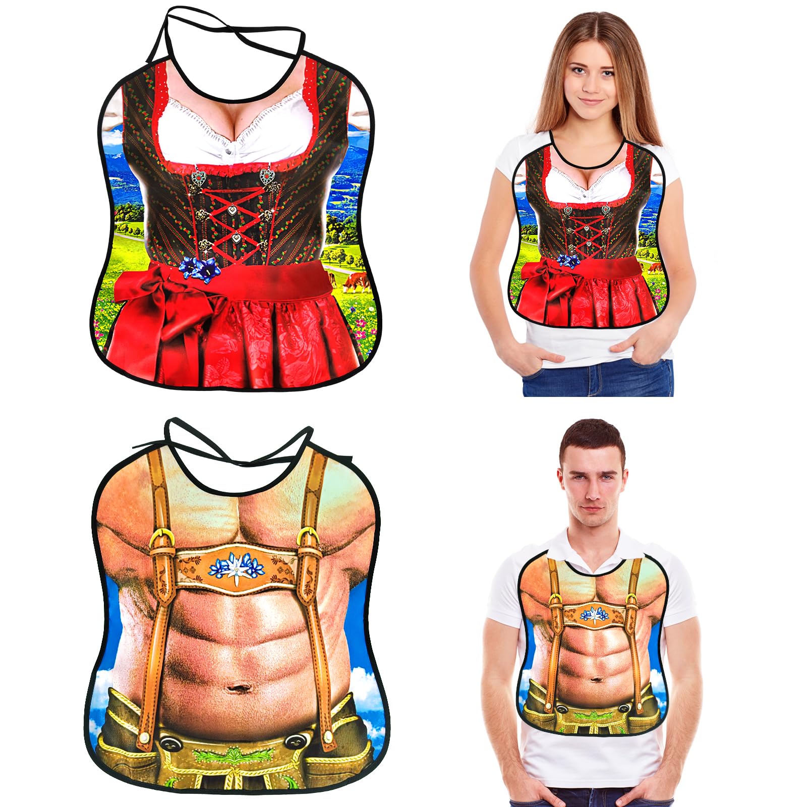 Funny Adult Bibs, 2PCS Washable Clothing Protectors for Men Women Novelty Joke Bib for Senior Elderly Party Gifts (A)
