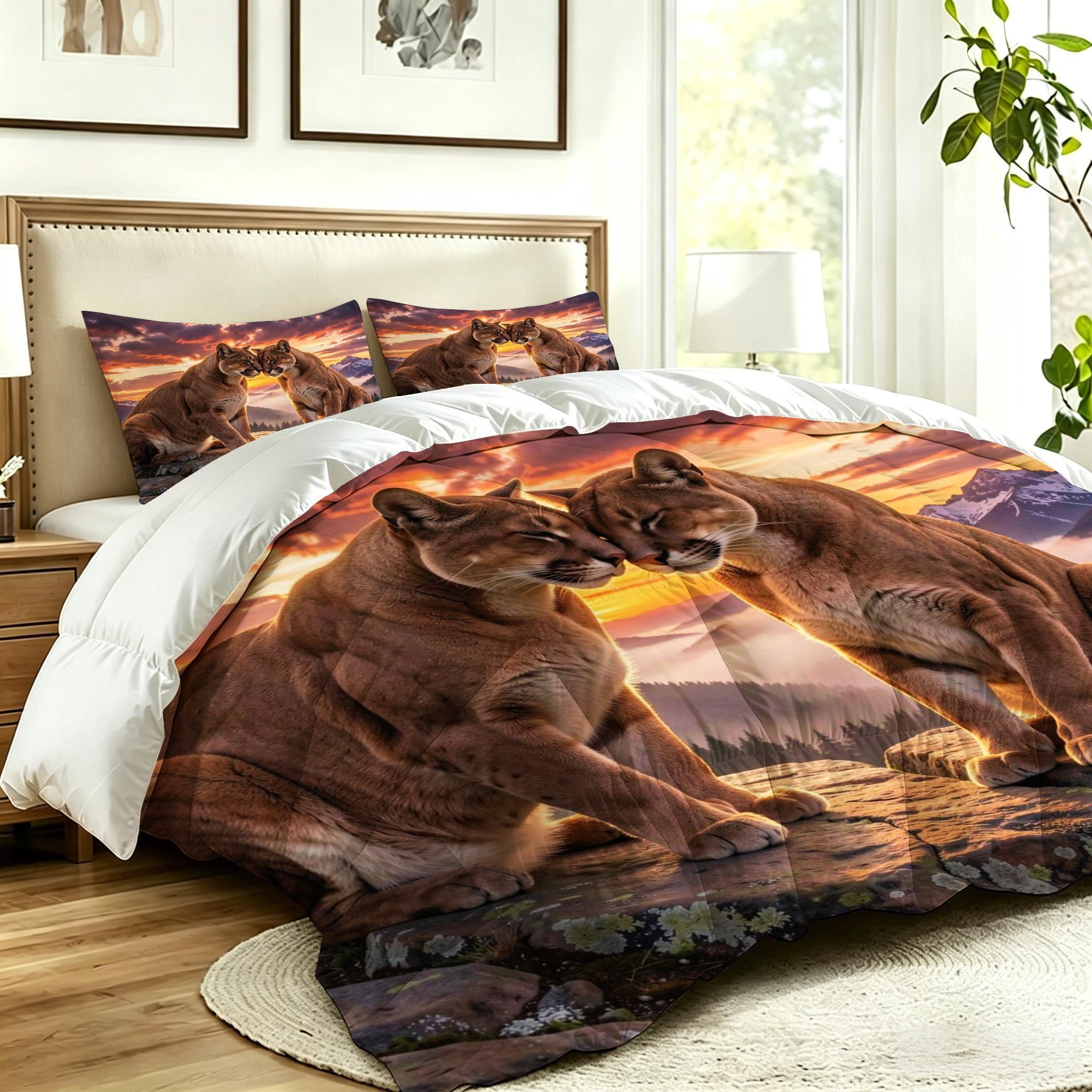 Couette 2 Personnes 200x200 cm, Lions Jaunes, CQ5398