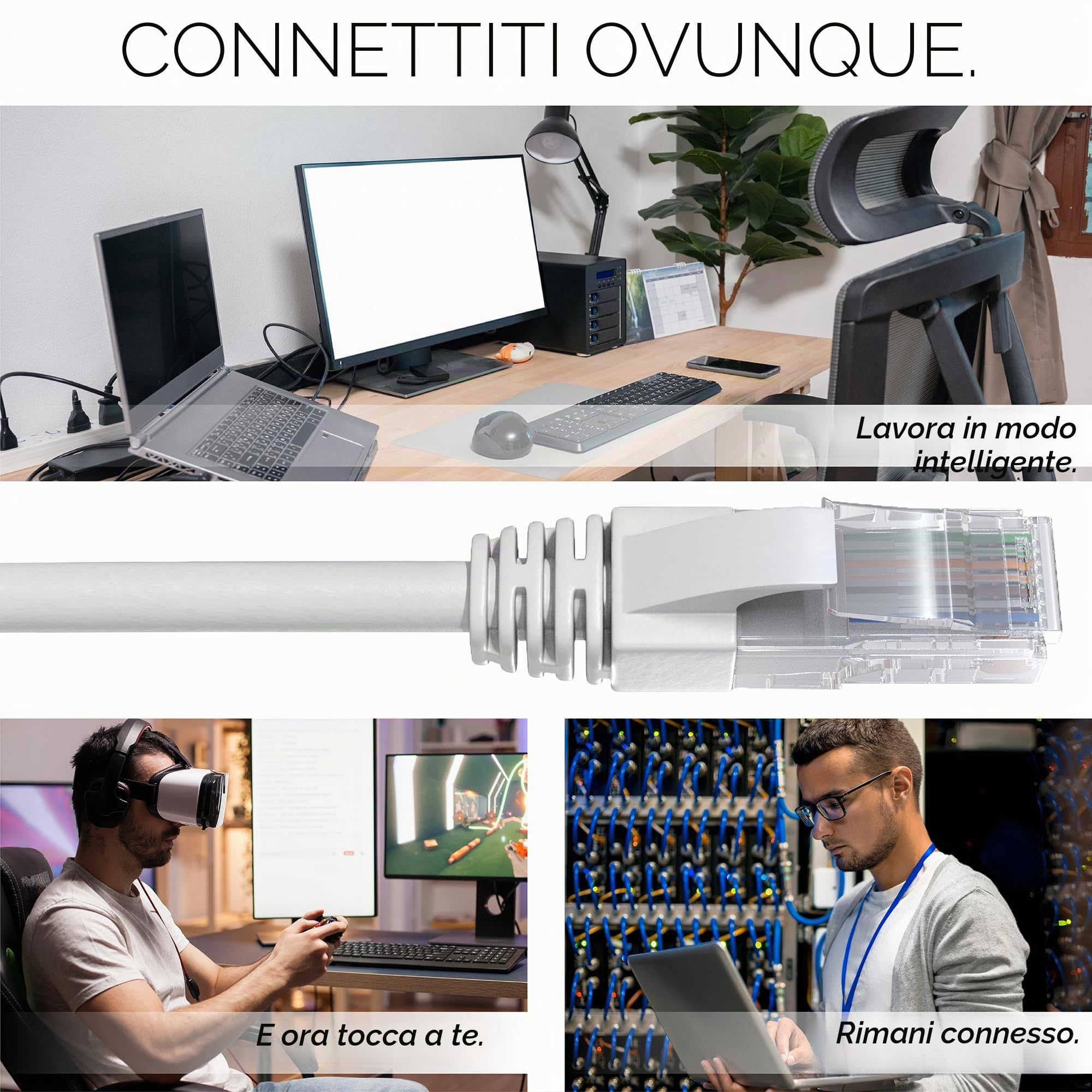 Mr. Tronic Cavo Ethernet Cat 6 da 25m Bulk Cabel, Cavo di Rete LAN Cat 6 ad Alta Velocità Per Connessione Internet Veloce 1 Gbps – 250 MHz AWG24 Sfuso | UTP CCA (25 Metri, Grigio)