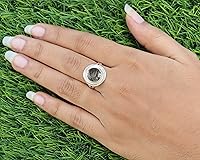 Vista 2 de Black Rutilated Quartz Ring Natural Round Cabochon Black Rutile Ring Sterling Silver 925 Handmade Jewelry