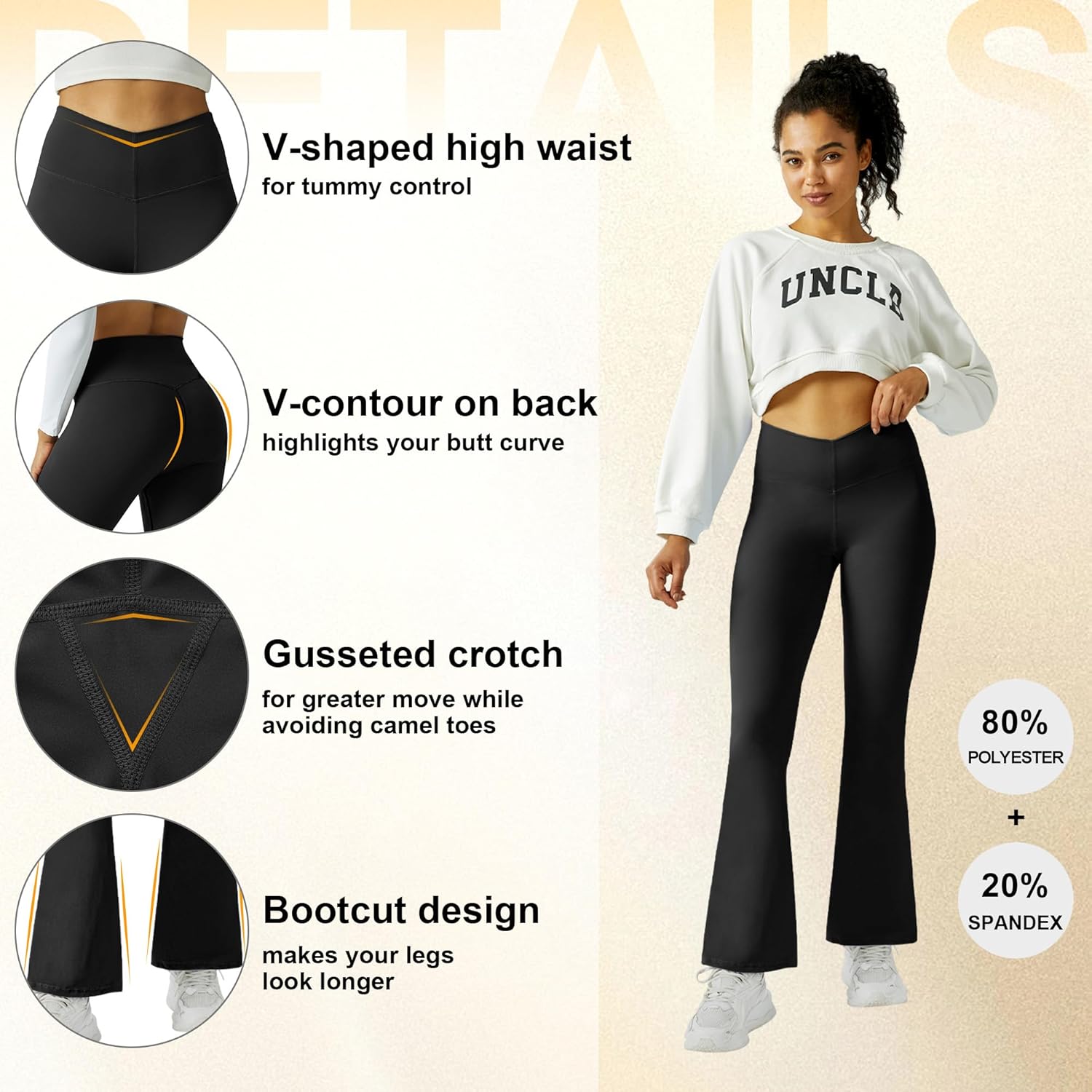 FireSwan Women's Flare Yoga Pants V Waist Flared Leggings High Waisted Bootcut Workout Pants Tummy Control - Image 5
