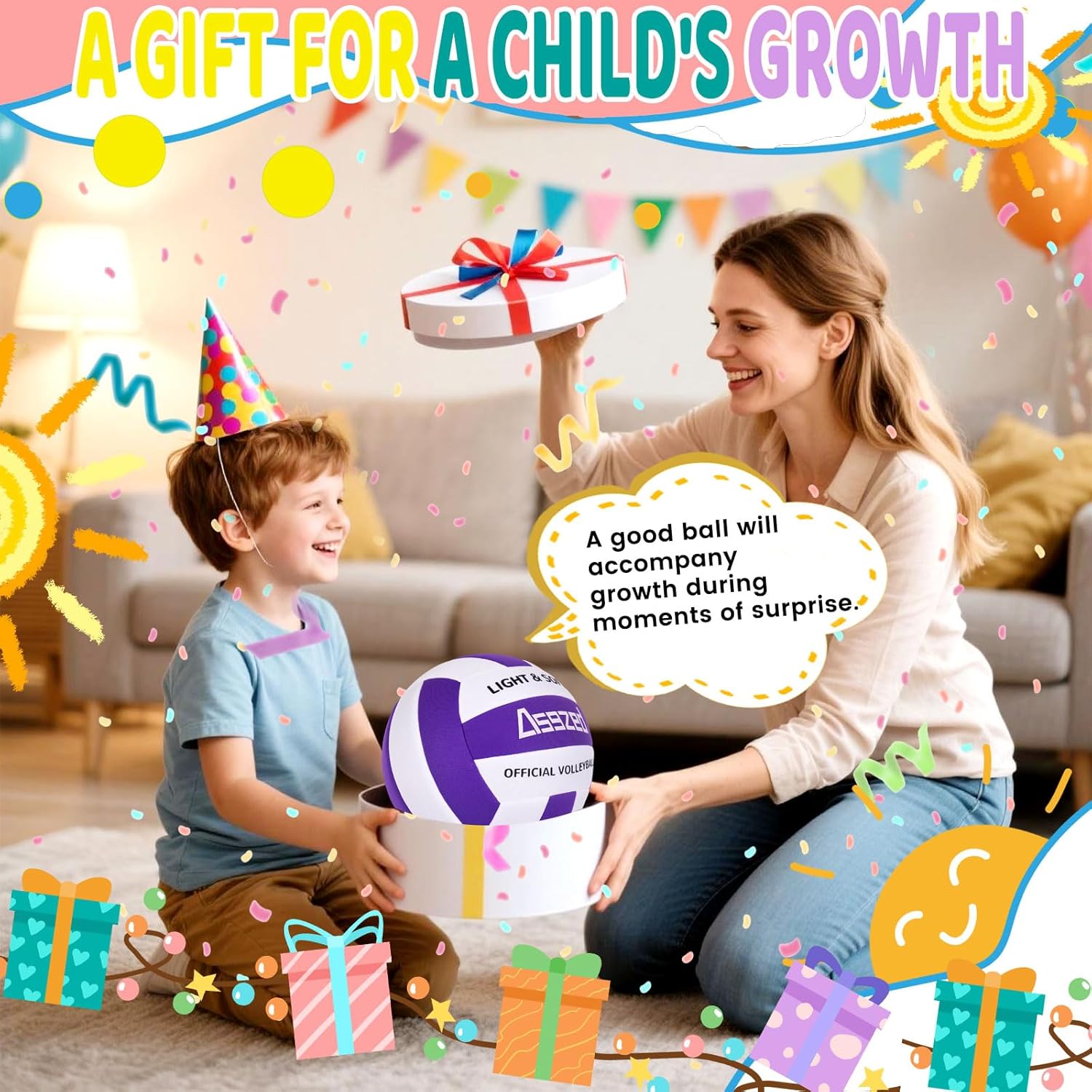 Soft Volleyball for Indoor Practice-Super Soft & Silent Fabric Indoor Volleyball Lightweight for Kids Youth Beginners, Perfect for House Yard Training Practice Games(Deflated,with Pump) - Image 8