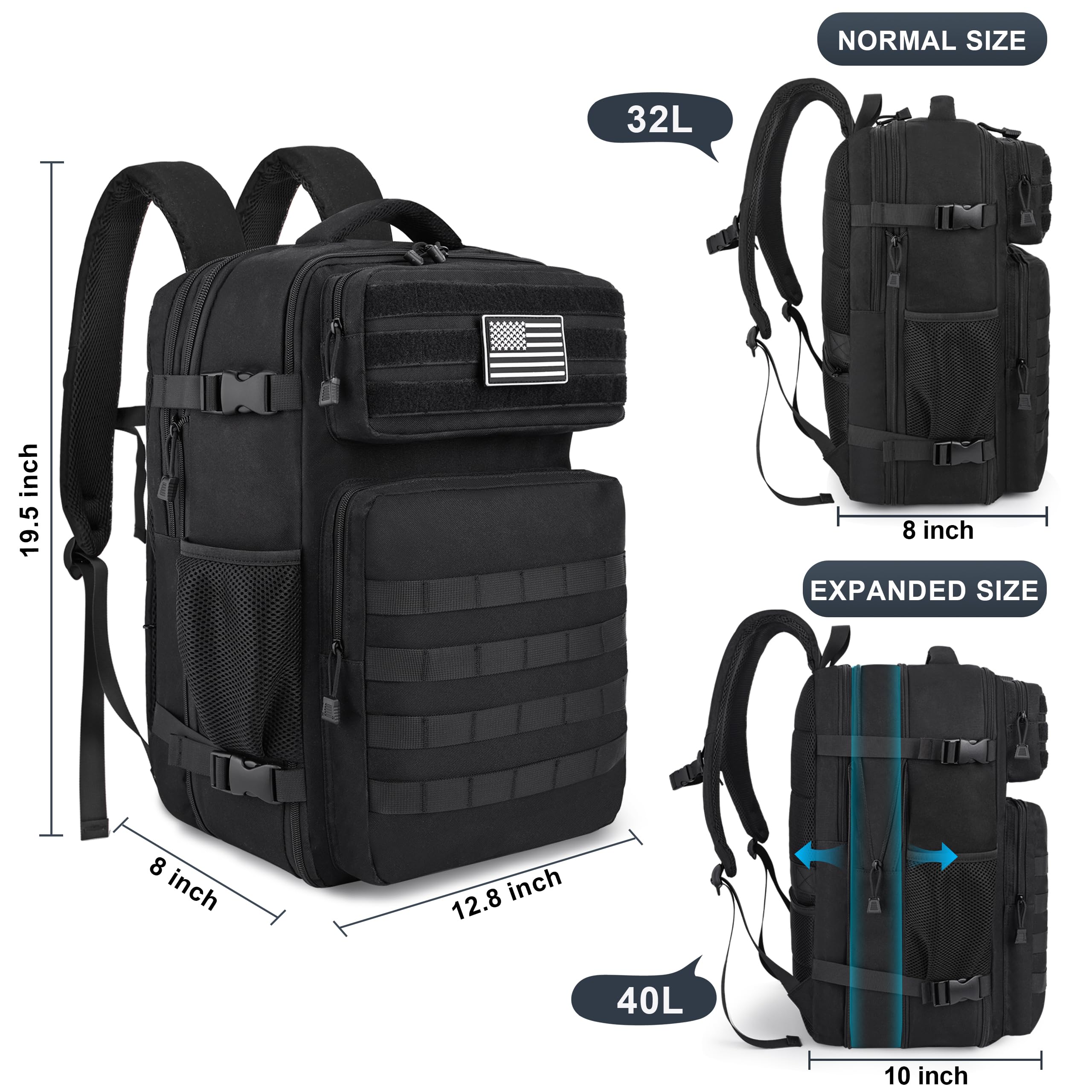 40L Travel Backpack - Carry On & Expandable -3 40L Travel Backpack - Carry On & Expandable -3