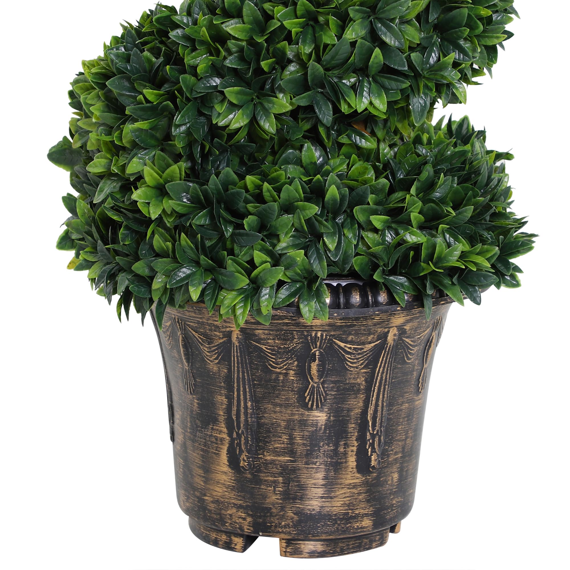 Outsunny Set 2 Piante Finte da Interno di Bosso a Spirale 120cm Verde | Piante Artificiali per Interno ed Esterni, Vaso Incluso, Pianta Finta per Decorazione Casa, Ufficio, Soggiorno, Giardino