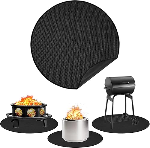 Miniatura 1 de Tapete para hoguera de 59 pulgadas para estufa individual Yukon, tapete ignífugo de 3 capas redondo debajo de la parrilla, almohadilla impermeable
