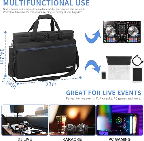 Miniatura 3 de AKOZLIN Bolsa de viaje acolchada con controlador de viaje 23 "× 3.54 × 14.2" apto para Pioneer DDJ SR SR2 RR Denon MC4000 Numark NVII DJ mezclador