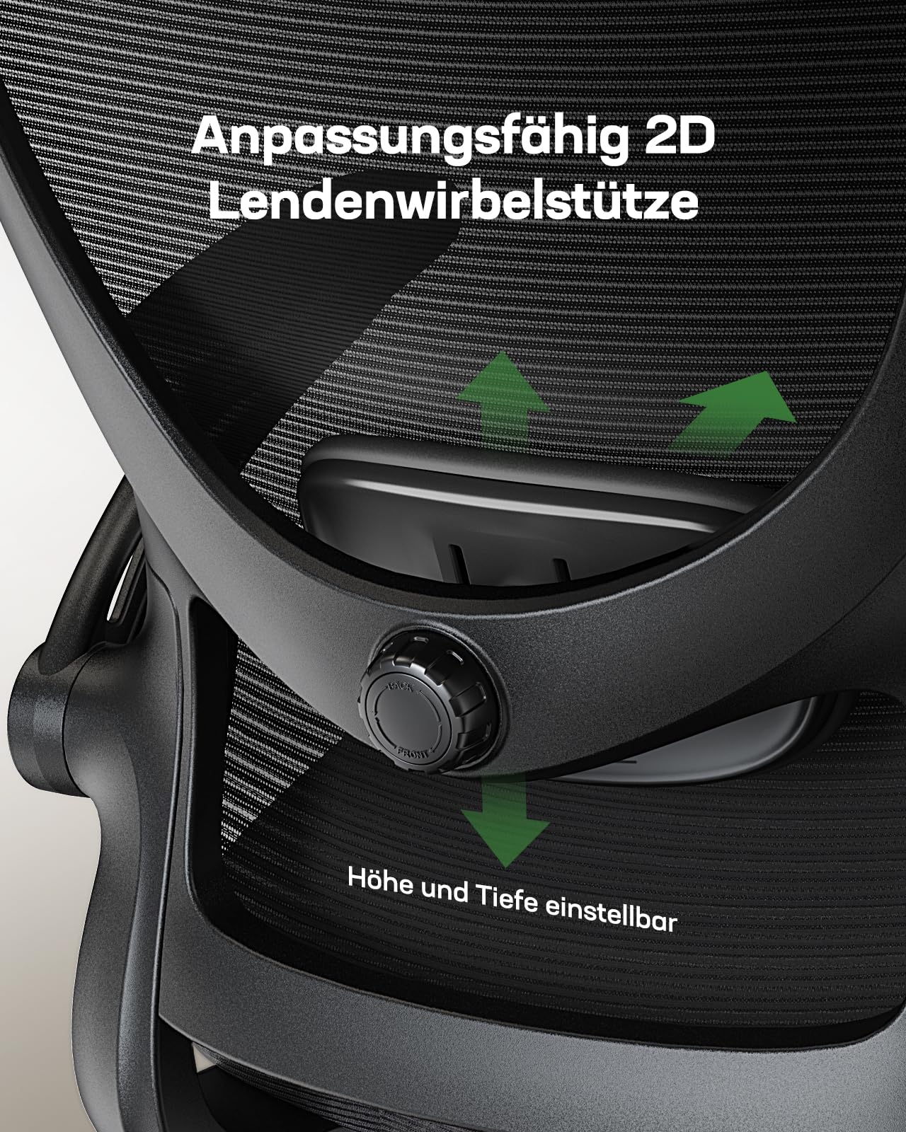 Marsail Bürostuhl Ergonomisch, Schreibtischstuhl mit 3D PU Armlehnen und Verstellbarer Lendenwirbelstütze, Drehstuhl Höhenverstellung und Wippfunktion, Chefsessel aus Mesh, Bis 136kg/300LBS