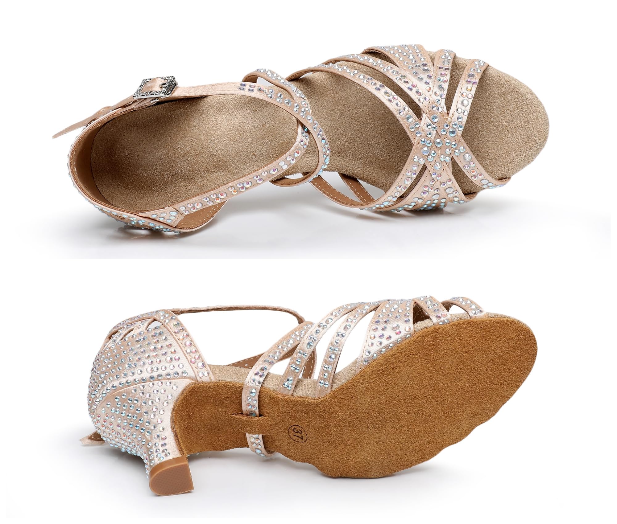 Rosefinch Damen Latein-Tanz-Strass-Schuhe,weiche Unterseite,Moderne Pole-Dance-Ballsaal-Tanz-Hochzeitsschuhe,Latein-Schuhe für Mädchen und Damen,5/7cm Absatz 34-41EU