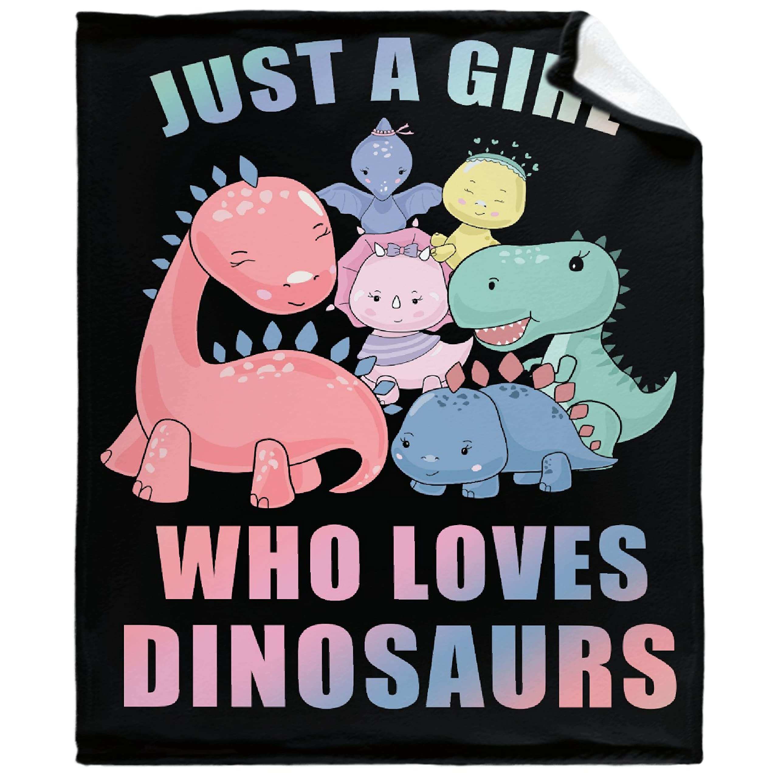 Iqoppedr Girls Just A Who Loves Dinosaurs Throw Blanket Brings You Comfort Warm And Soft Blanket As Gifts For Blankets Lovers Lightweight Throw Blanket For Living Room Sofa 40"X50"For Kids/Children