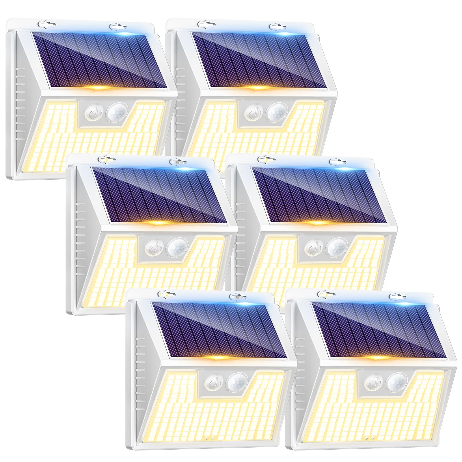 LOTMOS 6 Pack Solar Lights Outdoor Garden, 176 LED Ultra Bright Security Lights Motion Sensor, 3 Modes Waterproof Solar Powered Wall Fence Lights for Outside Stair Garage Yard Frontdoor, Cool White — view 17