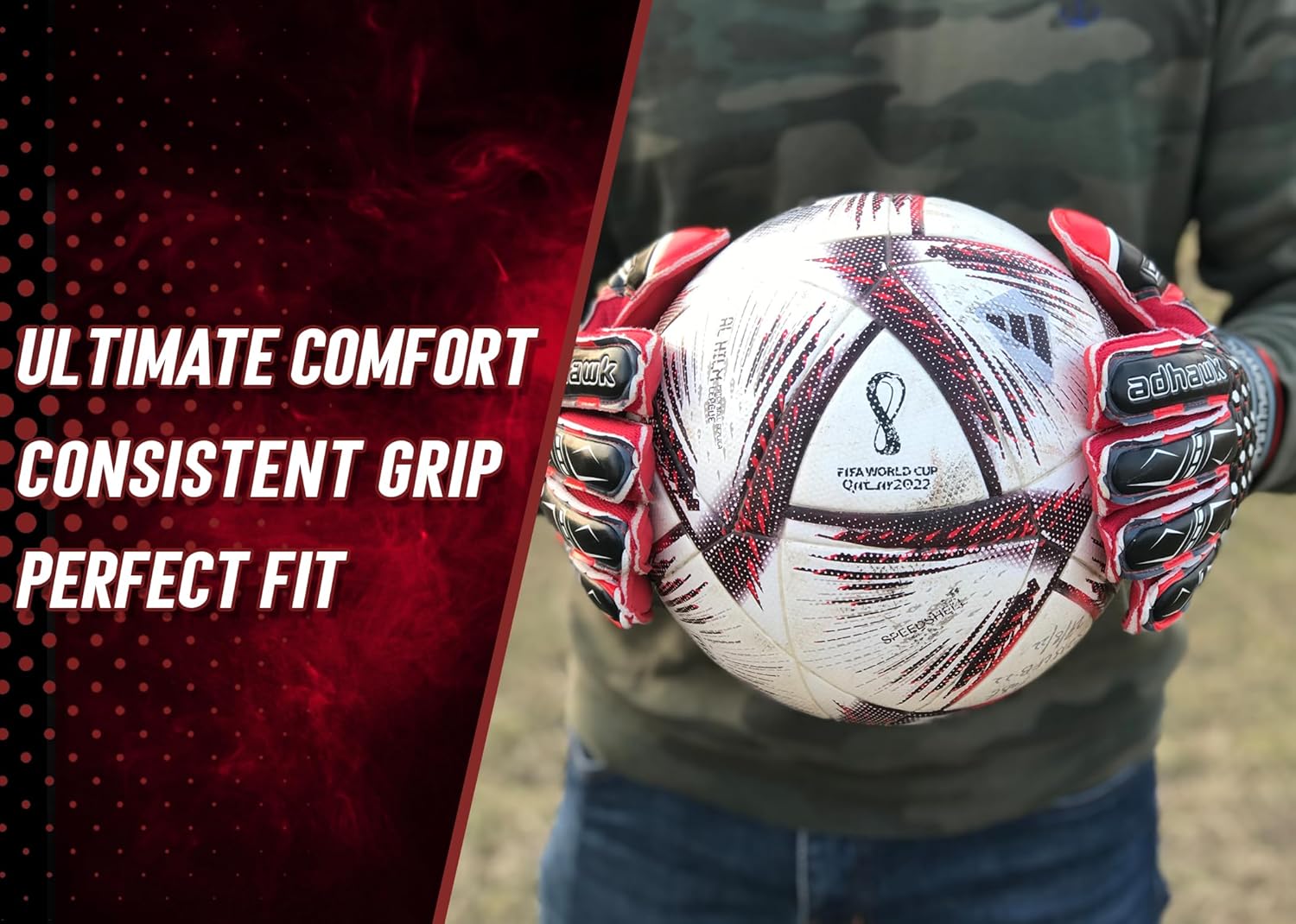 Adhawk Goalkeeper Gloves - Premium Quality Latex Palm with Finger Spine Protection & Double Layer Wristband - Premium Designed Goalie Gloves for Kids, Youth and Adult