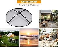 Vista 8 de Lineslife Pantalla de chispas para fogata, pantalla redonda de 30 pulgadas con mango y póster, pantallas de malla plegables resistentes