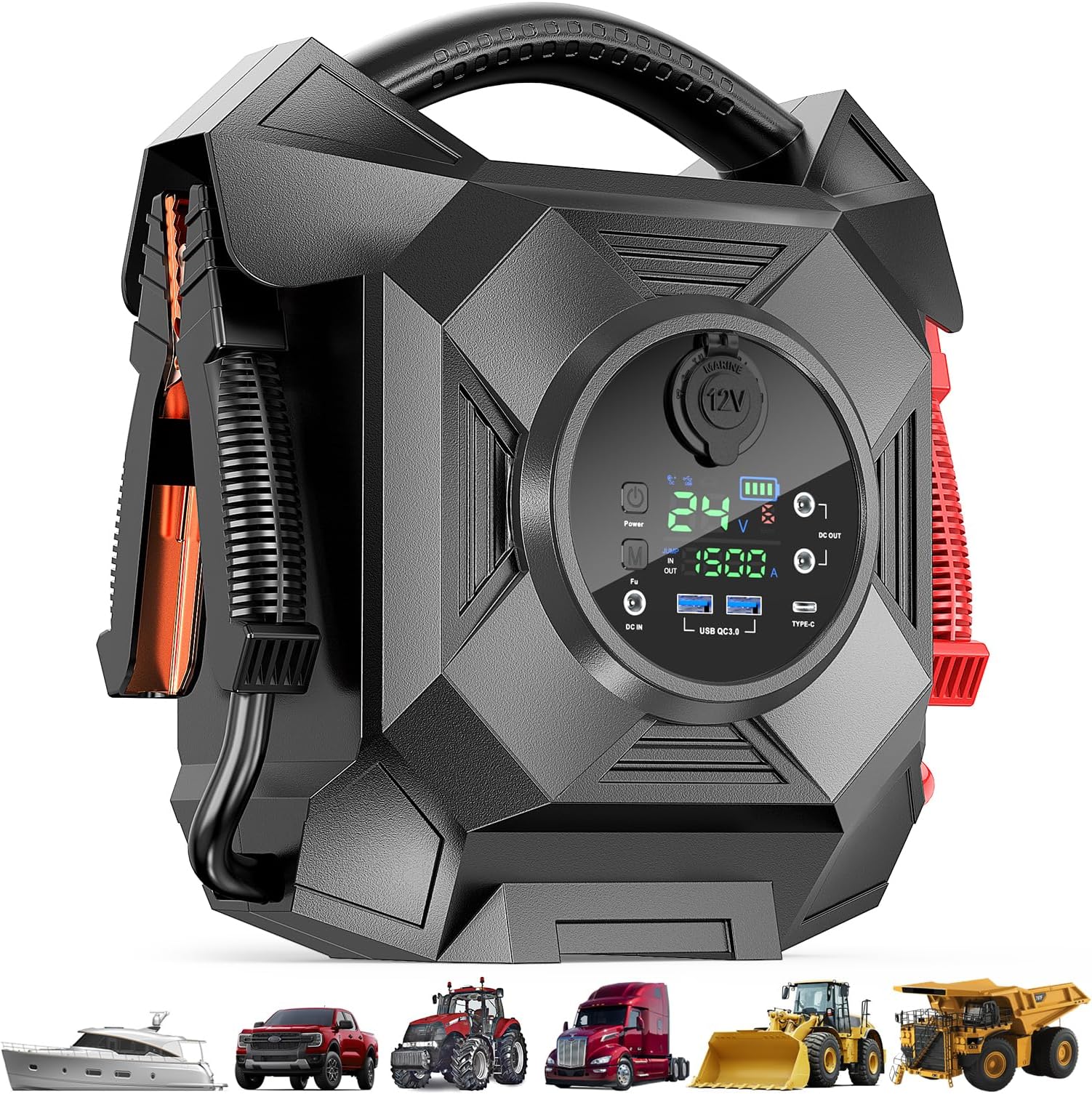 Truck Jump Starter Heavy Duty,CAT797 30000A 12V/24V Portable Lithium Battery Jumper,-40F° Instant Start Battery Booster Pack,for Semi Truck,Gasoline/99L and Diesel Engines Up to 50L,Class 8