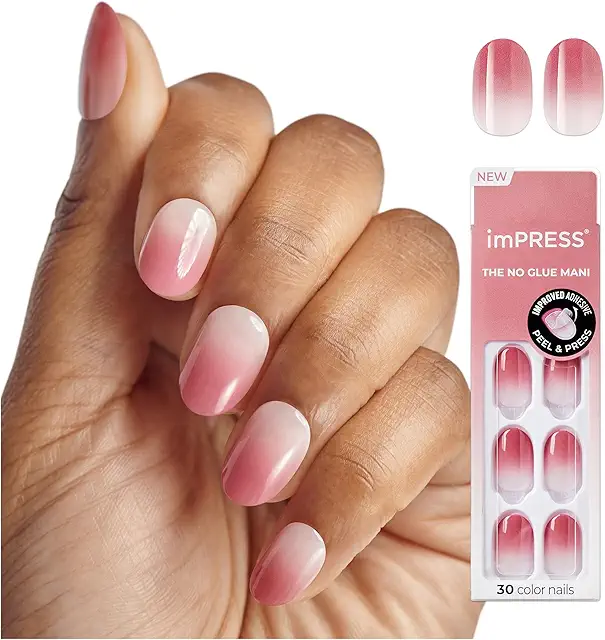 KISS imPRESS Press On Nails: 'Beat The Heat' Pink Short Oval Style