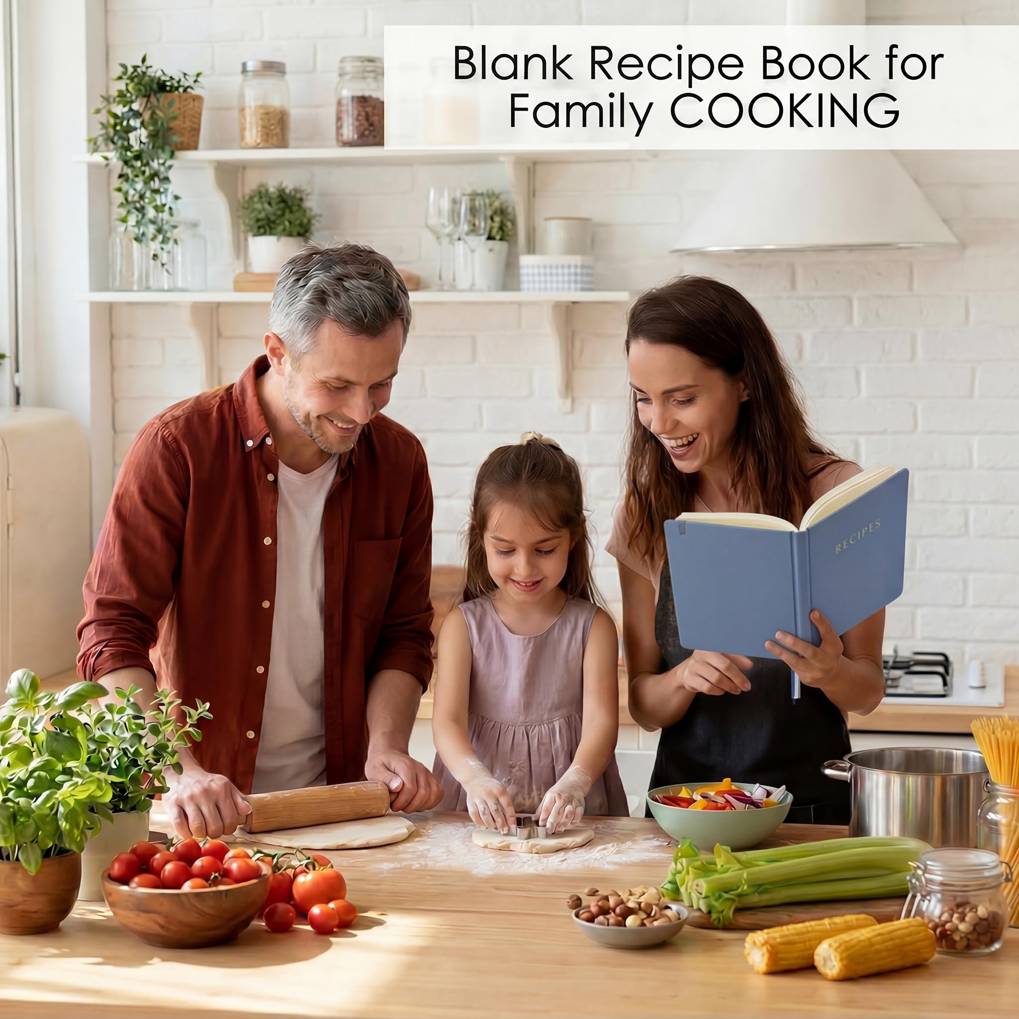 &And Per Se Libro de recetas para escribir en tus propias recetas, libro de recetas en blanco con tapa dura resistente al agua, libro de cocina vacío para organizar tus recetas, 5.7 x 8 pulgadas (azul