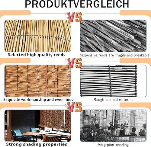 Miniatura 6 de LSPYYDS Persianas enrollables de bambú con caña de elevador, cortinas de privacidad para interiores y exteriores, persianas de caña natural,