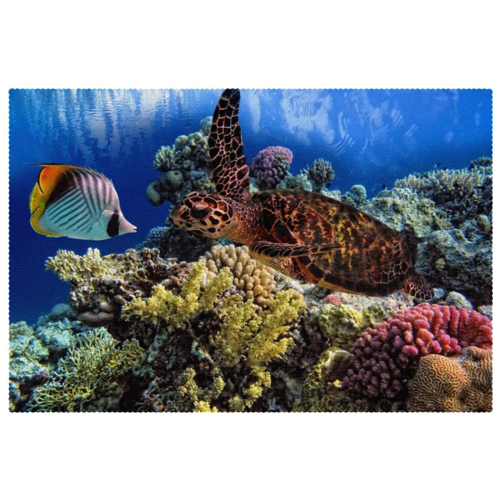 Set de table résistant à la chaleur en tissu lavable motif tortue marine