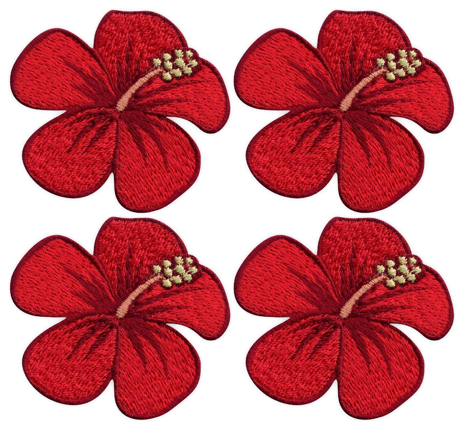 Amazon.co.jp: ハイビスカスの花 赤 縫い付け 刺繍ワッペン
