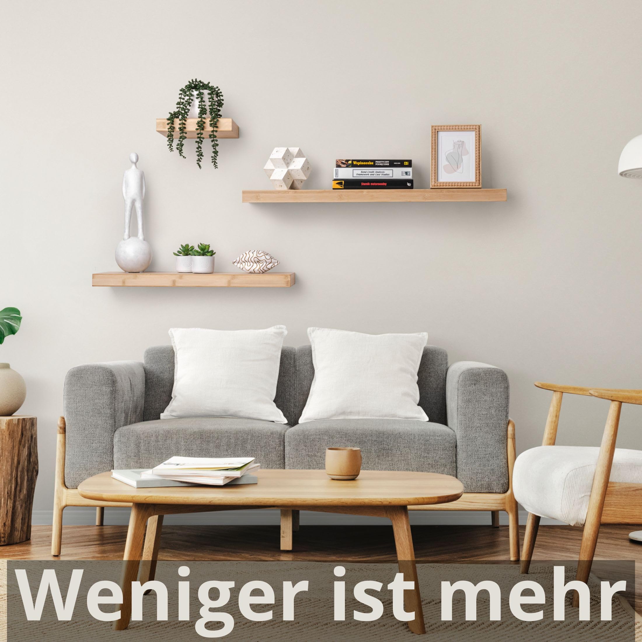 Velano - Bücherregal Wand - 3er Set Wandregal 118x24 cm - Regal Wand - Schweberegal - Hängeregal - Regalbrett - Vintage Grau - Küchenregal - Bücherregal Kinder - Deko Wohnzimmer - Gewürzregal