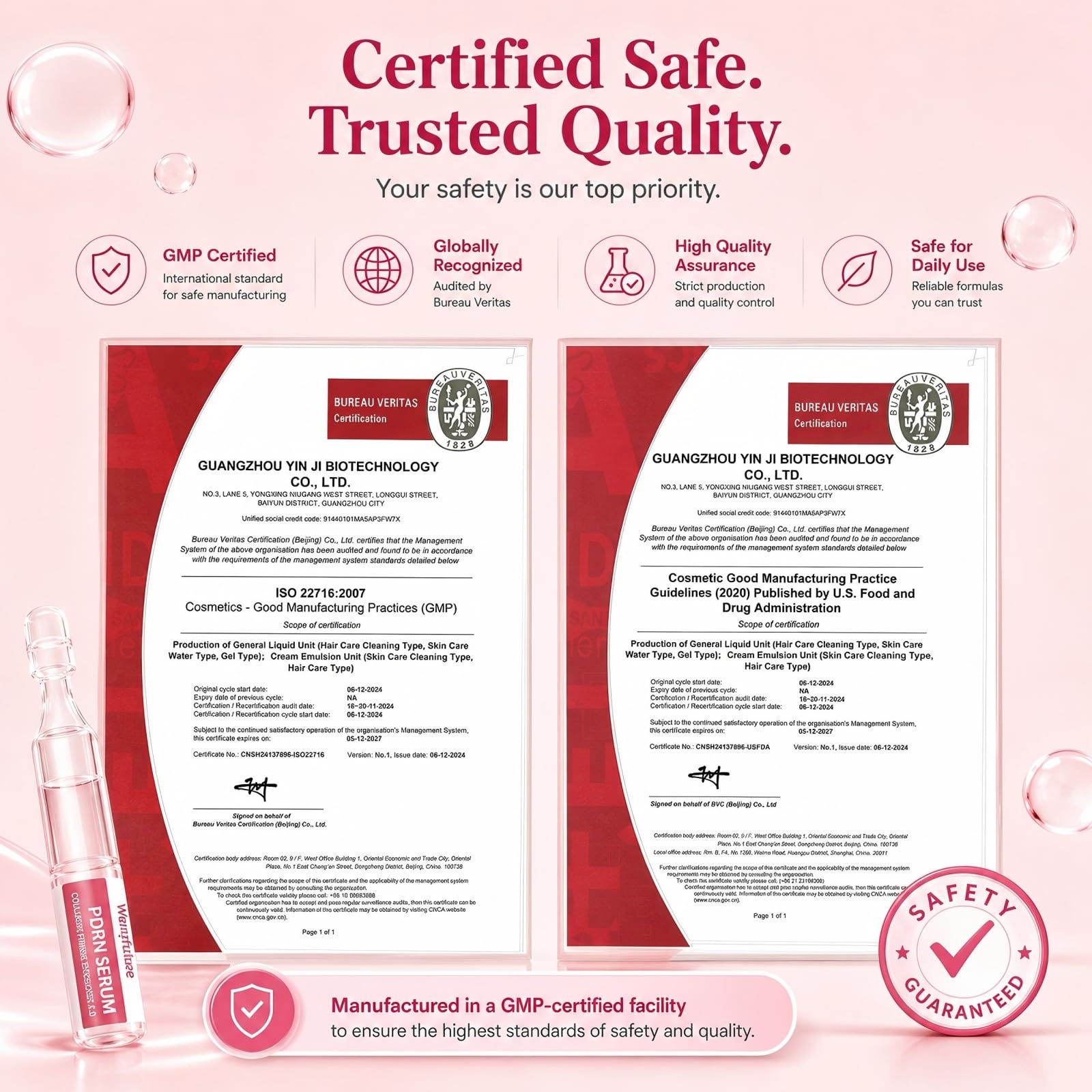 Salmon DNA PDRN Hydrating Face Serum Ampoules with Collagen
