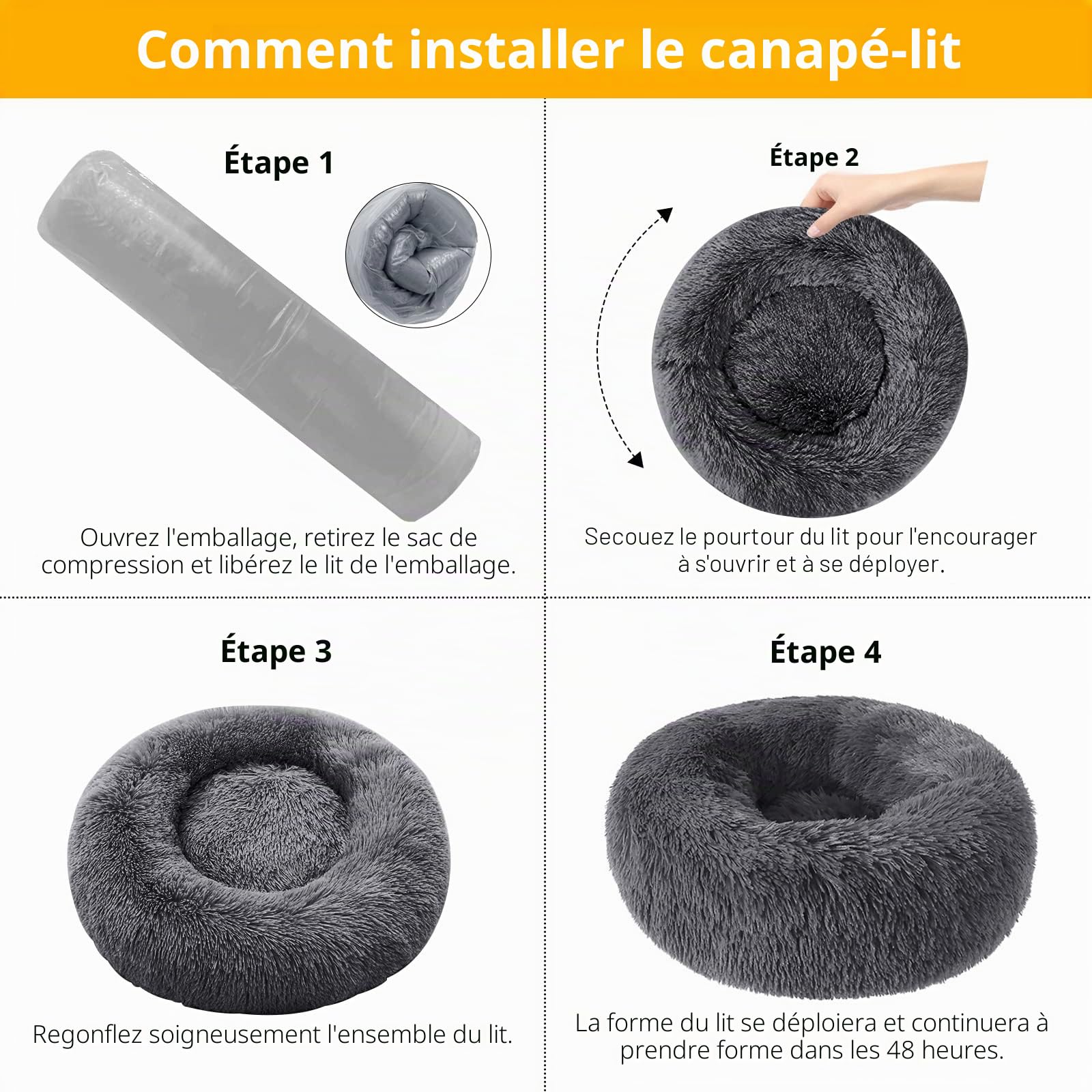 Nisrada Lit pour Chiens de Petite, Moyenne et Grande Taille, 80cm, lit Rond, Confortable et Doux pour Animal de Compagnie avec Fond antidérapant