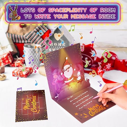 Miniatura 4 de Tarjetas de felicitación de Navidad con DJ bailarín, Papá Noel, música de DJ y tarjeta de Navidad, divertidos regalos de Navidad para niños, hija,