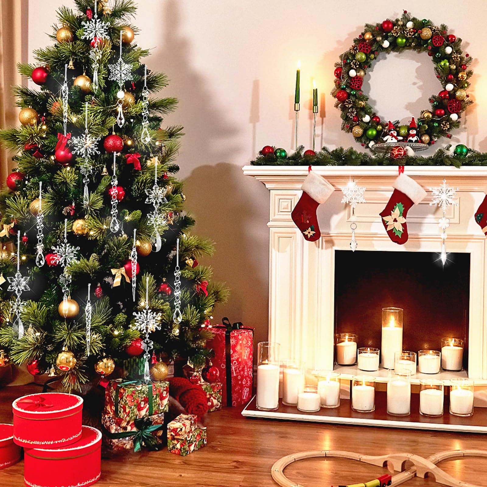 Amazon | クリスマスツリーデコレーションクリスタルオーナメント18個