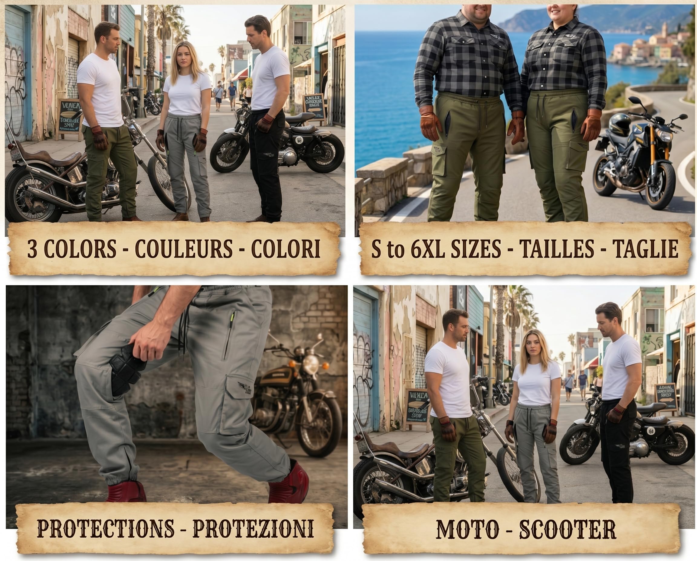 TLA Racer Pantaloni Moto, Protezioni CE, Rinforzi in Aramide. Taglie sino 6XL Uomo, Donna. Ampio Elastico in Vita, Coulisse con Lacci, Varie Tasche e Prese d’Aria. Pantaloni Moto, Scooter