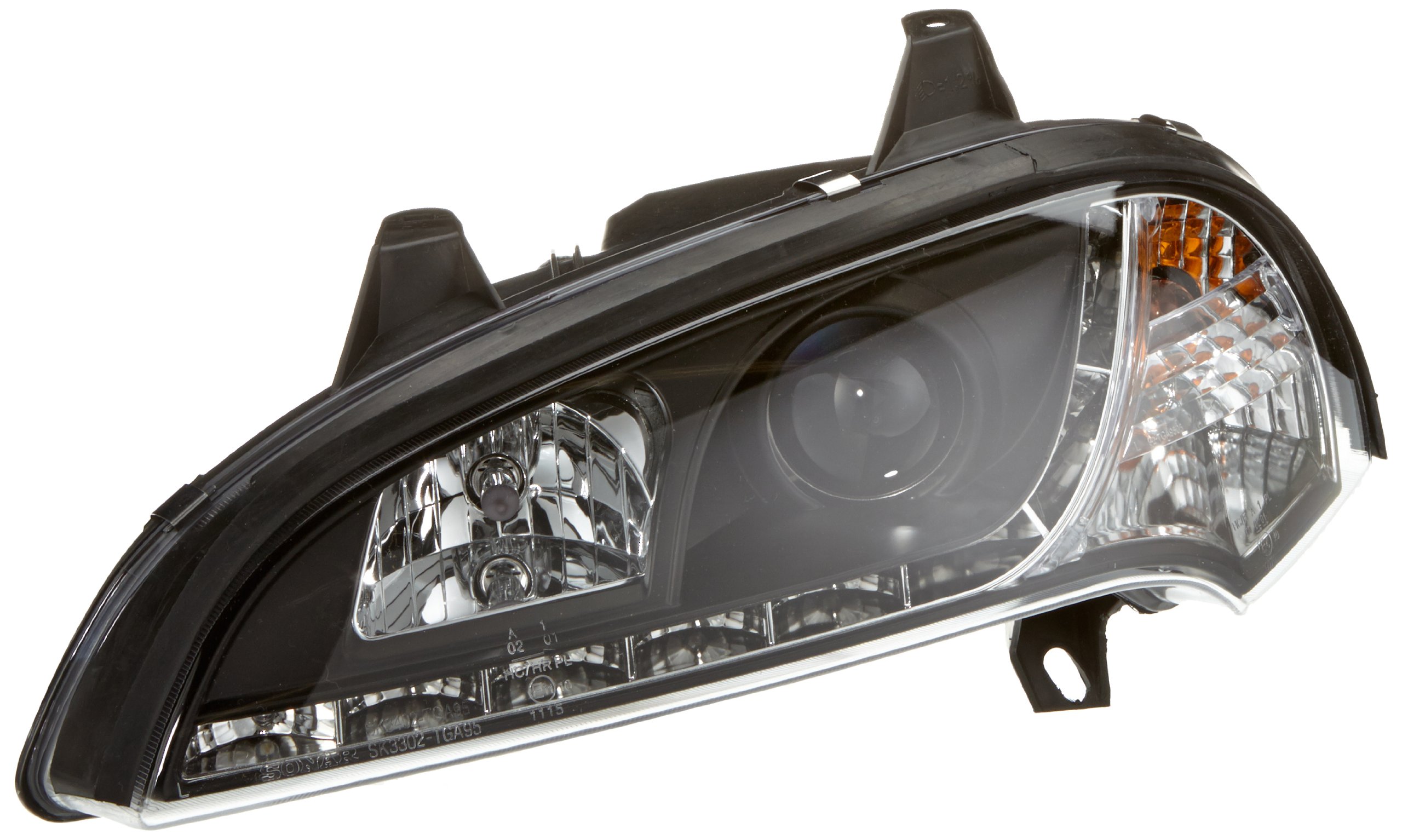 Phares Daylight FK Automotive avec feux de jour et optiques noires de rechange