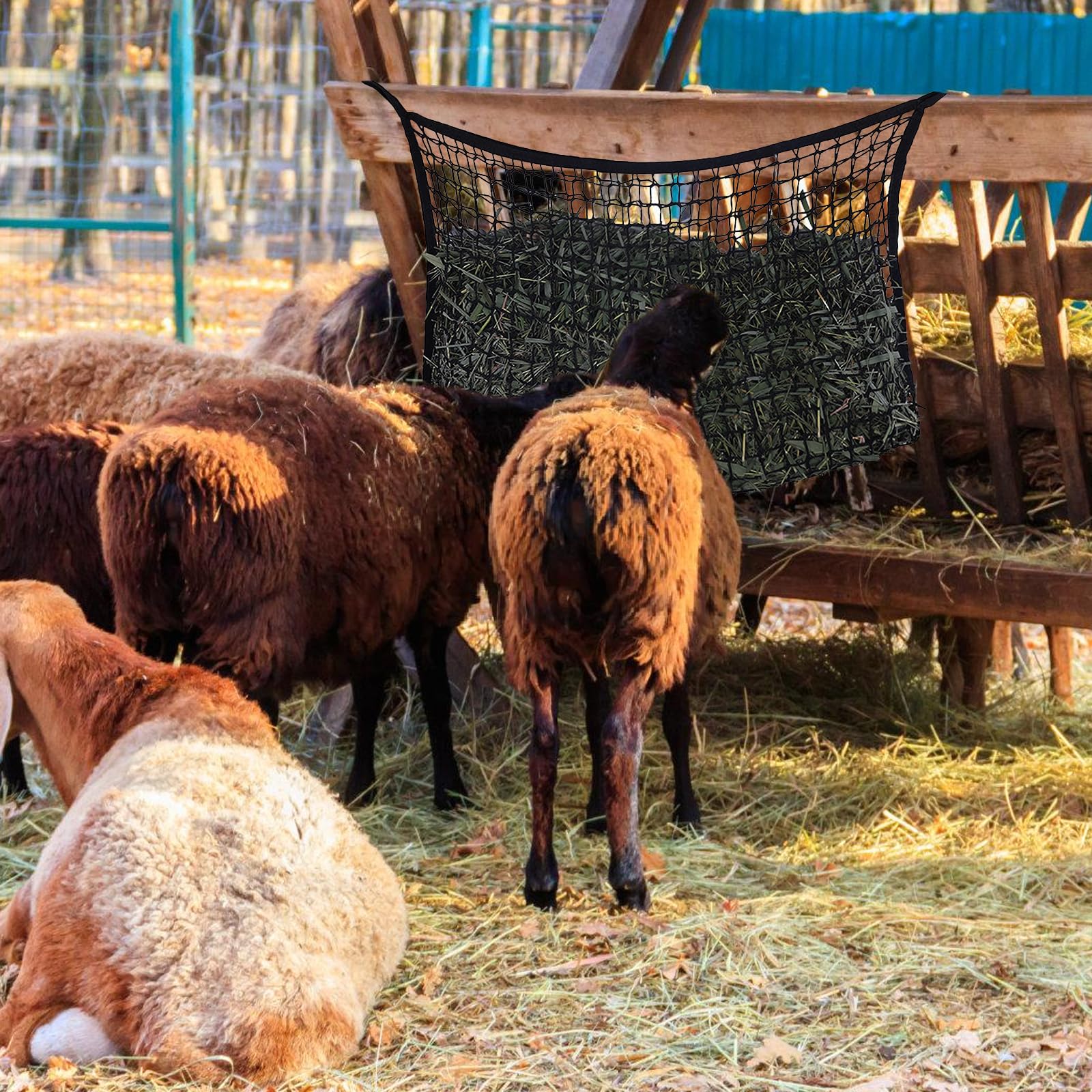 Red De Heno, Red Para Heno 160*100 cm, Comedero Para Caballo De Alimentación Lenta, Heno Red Para Caballos Estrecha Malla De Heno Grande Para Cabras, Animales,Caballos (nero)