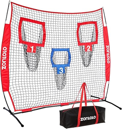 Miniatura 8 de Red de entrenamiento de fútbol de 6 x 6 pies, red de lanzamiento de fútbol con 3 bolsillos objetivo, equipo portátil de práctica de lanzamiento de