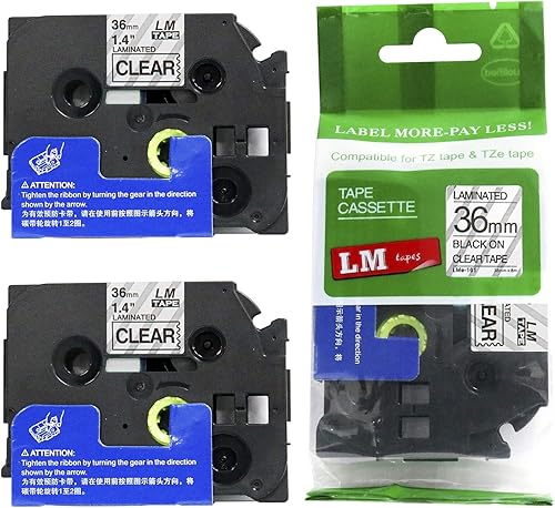 Miniatura 1 de LMe161 - Cinta de etiquetas transparente con impresión negra de 1.5 pulgadas, compatible con Brother TZe-161 P-Touch Cinta de repuesto laminada de