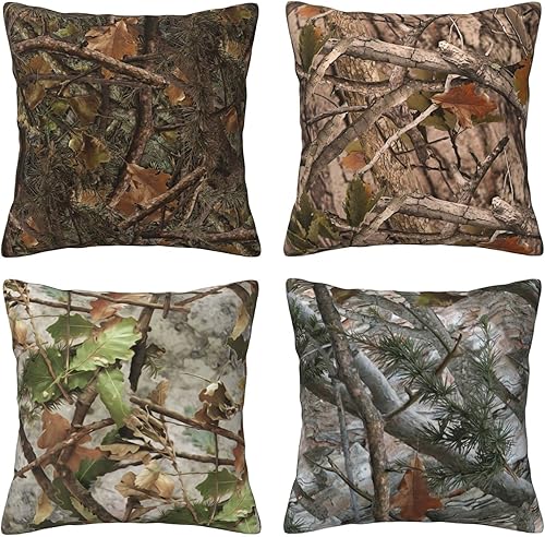 Juego de 4 fundas de almohada decorativas de tela de lino suave y cuadradas para habitación dormitorio sofá automóvil 18 x 18 pulgadas