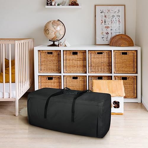 Miniatura 7 de Porch Shield Bolsa de almacenamiento para cojines al aire libre, 62 pulgadas, impermeable, para muebles de patio, con cremalleras y asas, color negro