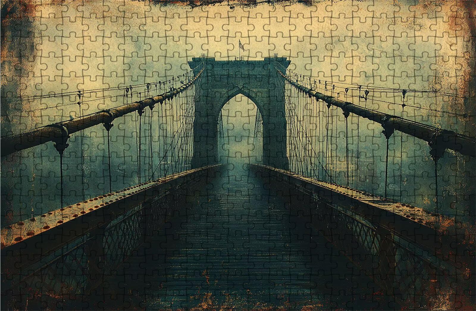 Puzzle 5000 sztuk, puzzle most 5000 sztuk dla dorosłych 160x105 cm, drewniane puzzle retro wykwintne opakowanie w papierowym pudełku, przenośna torba siatkowa na prezent dla mężczyzny kobiety