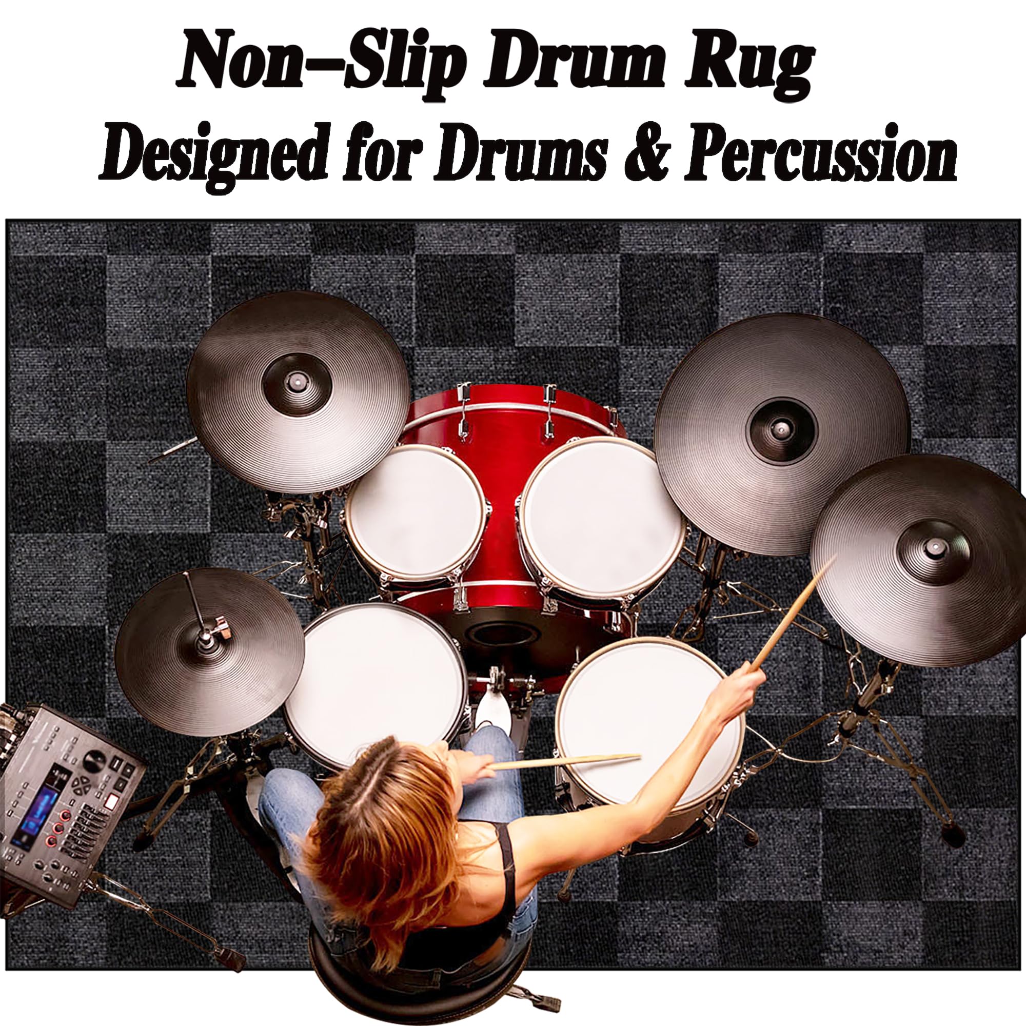 210 x 180 cm Tappeto Batteria Tappeto Antiscivolo Batteria Elettronica Tappeto per Batteria Tappetino Insonorizzato Tappeto Drum Coperta Tamburo Professionale Tappetino per Batteria Acustica Drum Rug