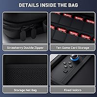 Vista 3 de FUNDIARY Black Carrying Case for Nintendo Switch 2(2025), Shockproof Accessories Bundle with Slim Portable Storage Travel Bag, Clear PC Protective