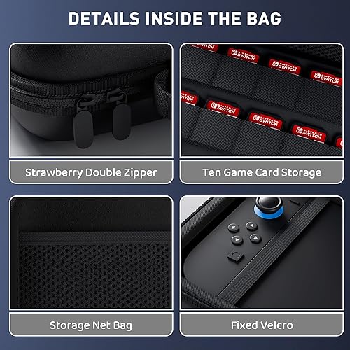 Miniatura 3 de FUNDIARY Black Carrying Case for Nintendo Switch 2(2025), Shockproof Accessories Bundle with Slim Portable Storage Travel Bag, Clear PC Protective