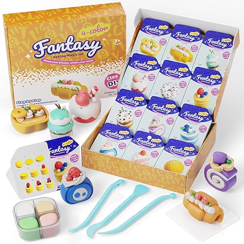 Arcilla de modelado Air Dry para niños, kit de 12 cajas de arcilla con 4 herramientas y tutoriales, kit de manualidades suave para proyectos de