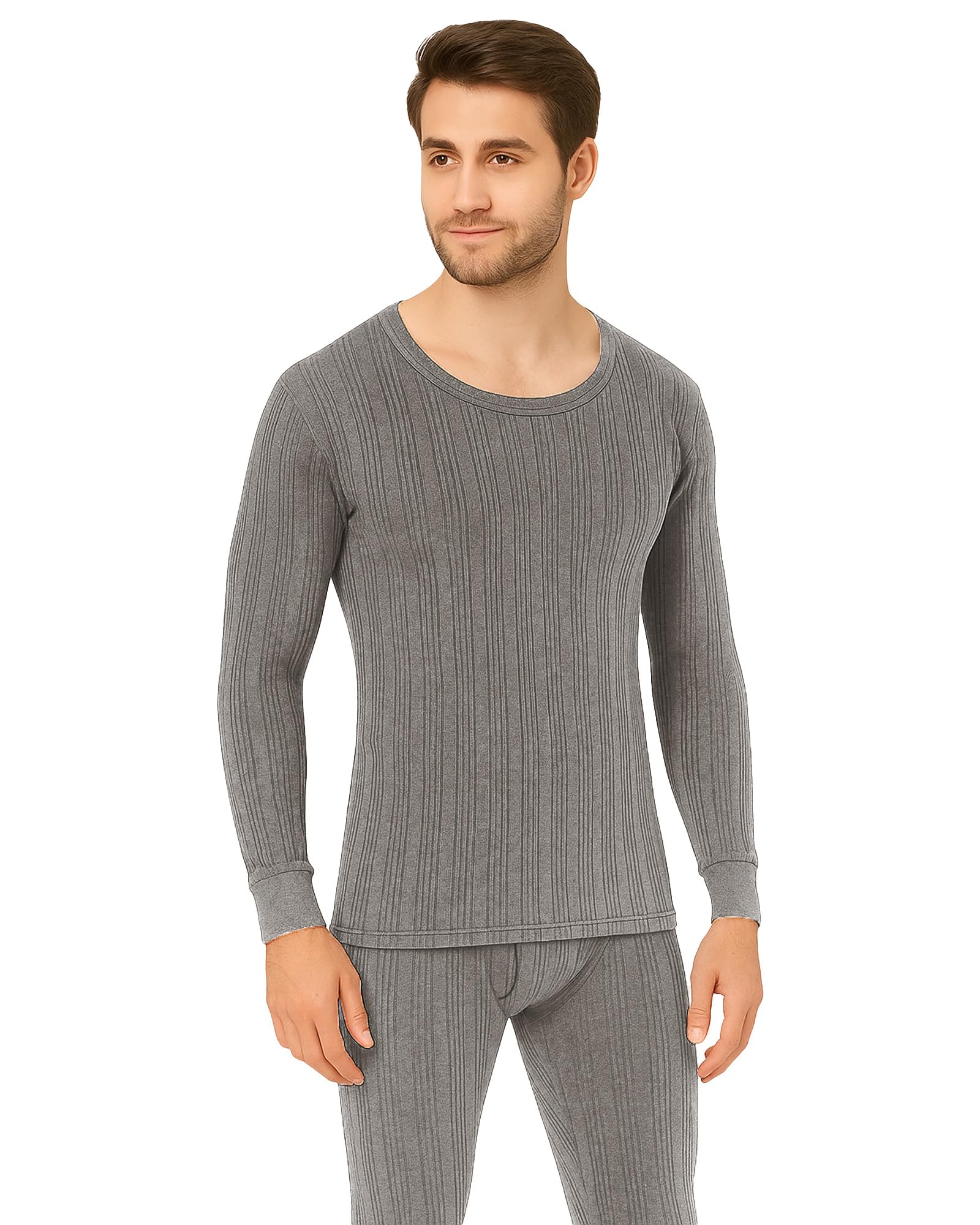 Men’s Thermal Wear Set | Warm Full Sleeves Top & Bottom Combo | Soft Cotton Blend Body Warmer | Winter Innerwear for Men | Lightweight & Comfortable Thermal Set Grey-image-39