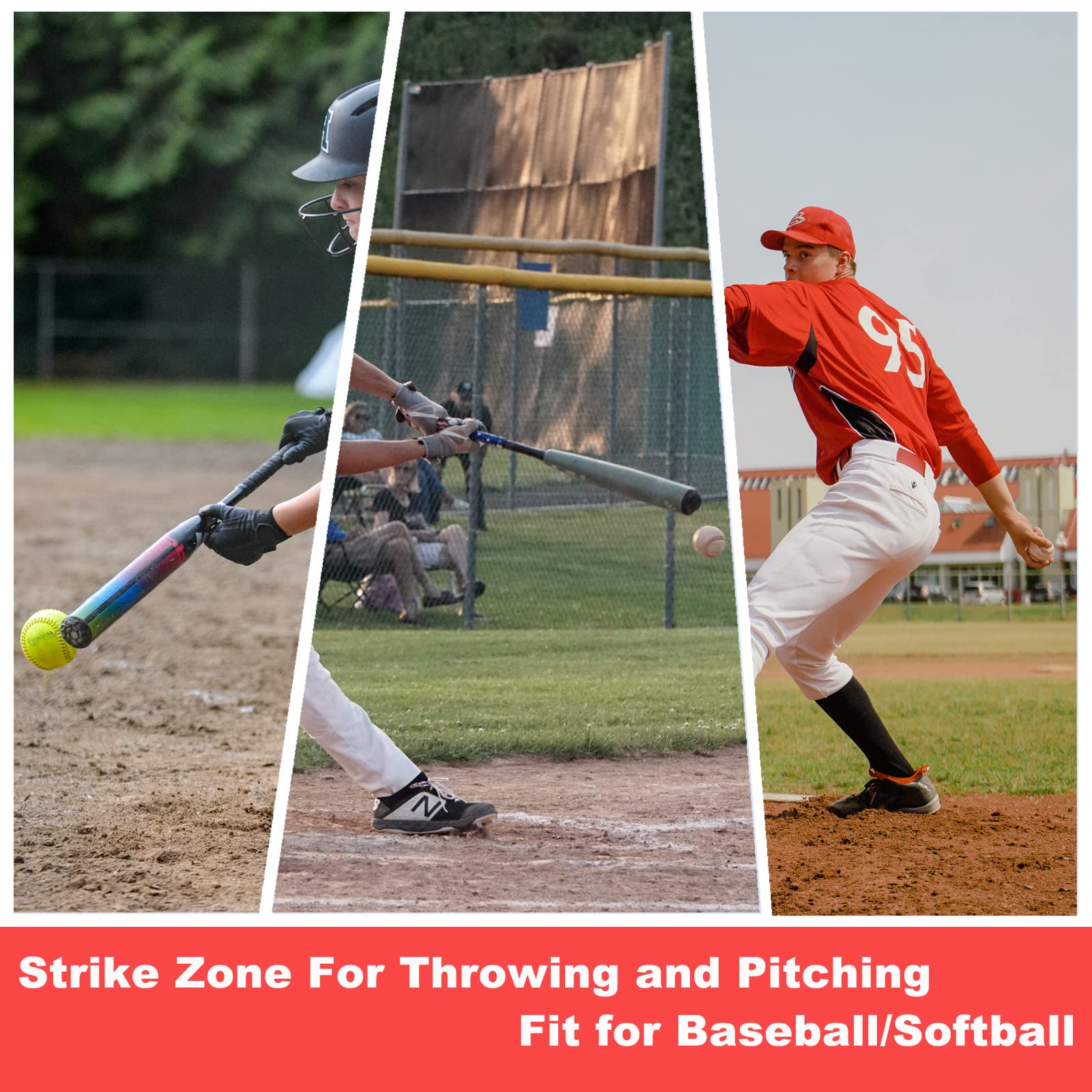 JOJOCY Lot De 2 Cibles De Baseball Réglables – 9 Poches + Zone Pleine, Pour Filet 1,8m / 2,4m, Entraînement Lanceur Et Frappeur