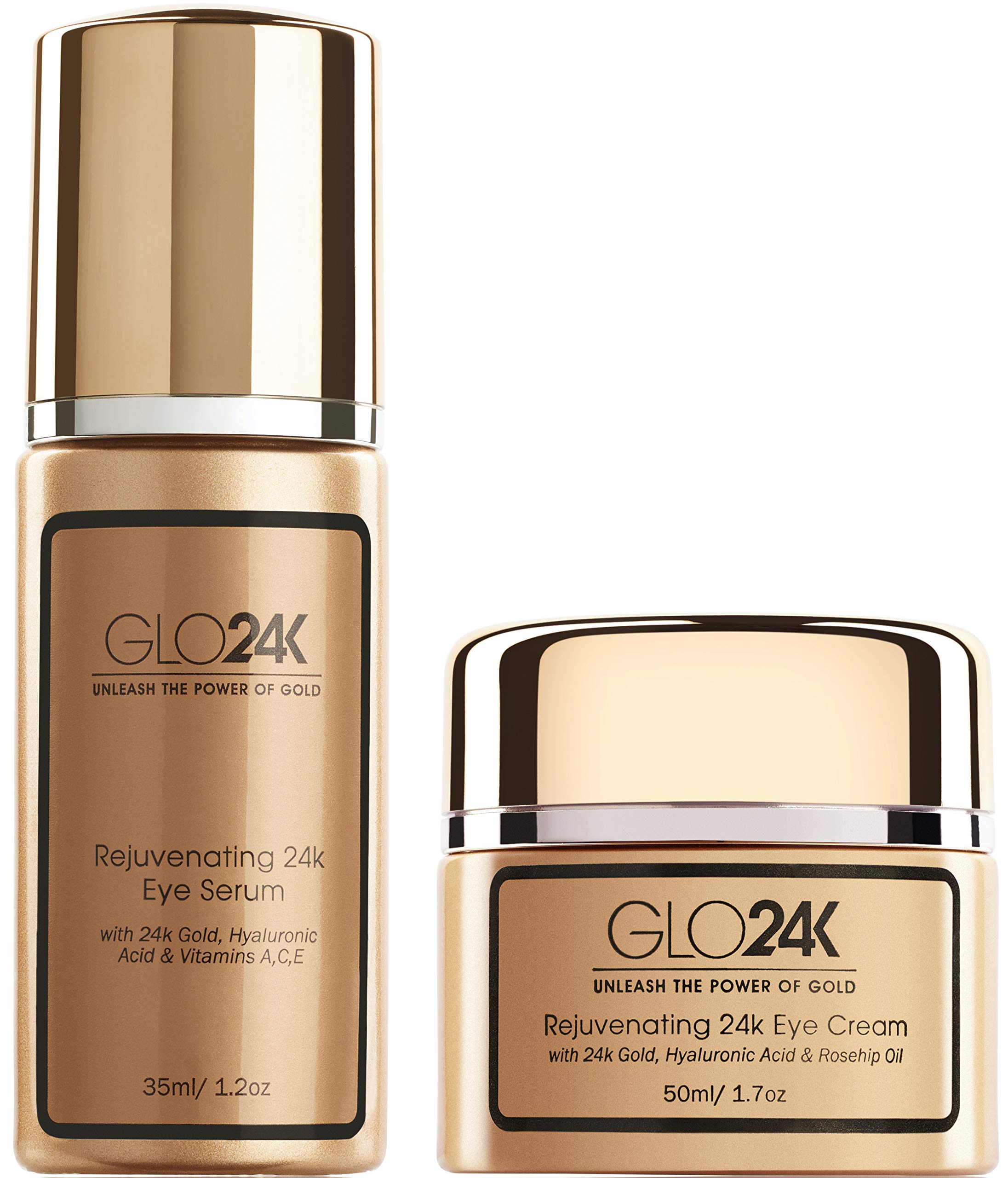GLO24K Rejuvenating 24k Eye Cream and Serum With 24k Gold, Hyaluronic Acid, Vitamins A,C,E