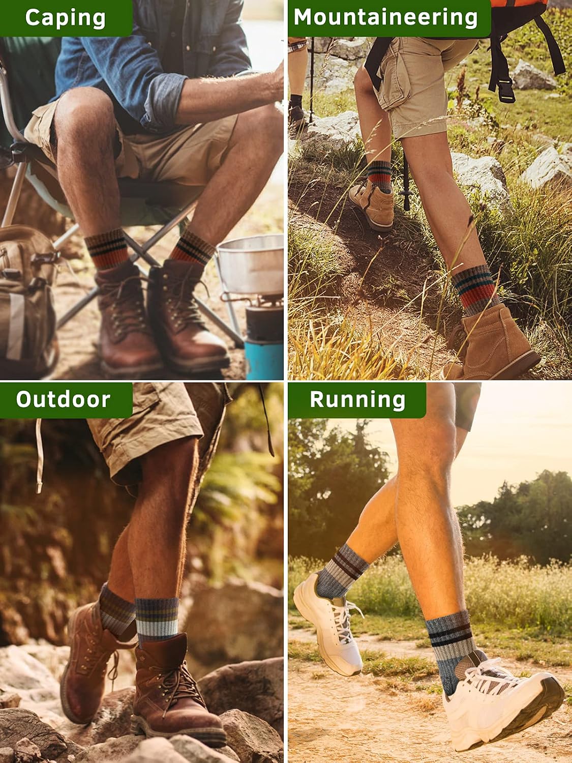 DOKUTOKU Men's Hiking Crew Socks Cushioned Moisture Wicking Athletic Boot Socks Outdoor,Trekking