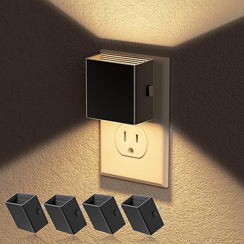 JandCase Luz nocturna, luces nocturnas automáticas enchufables a la pared, paquete de 4 luces nocturnas modernas con sensor de luz automático,